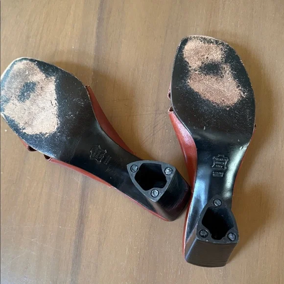 Robert Clergerie Burnt Brown Leather Knot-Detail Open-Toe Mule - Picture 7 of 7